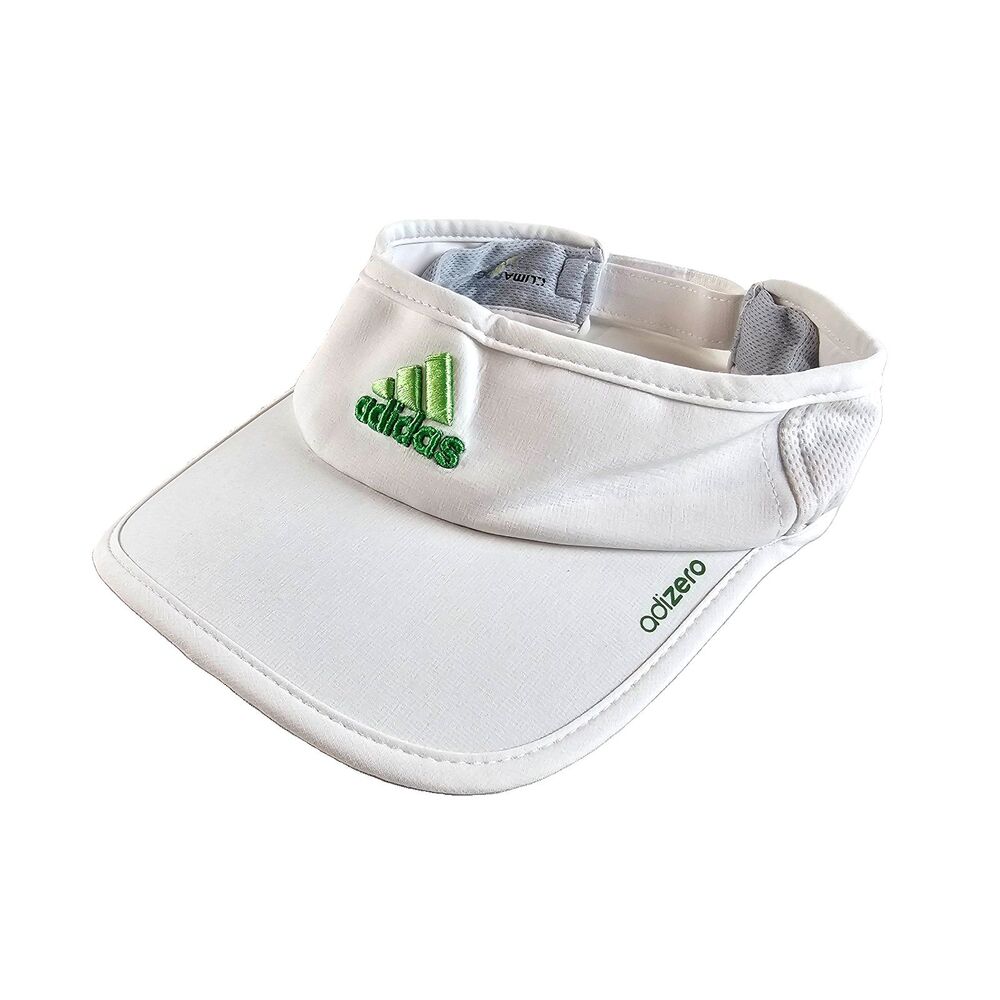 Adidas Adizero White Visor Hat Gray Logo Running Golf Tennis Athletic